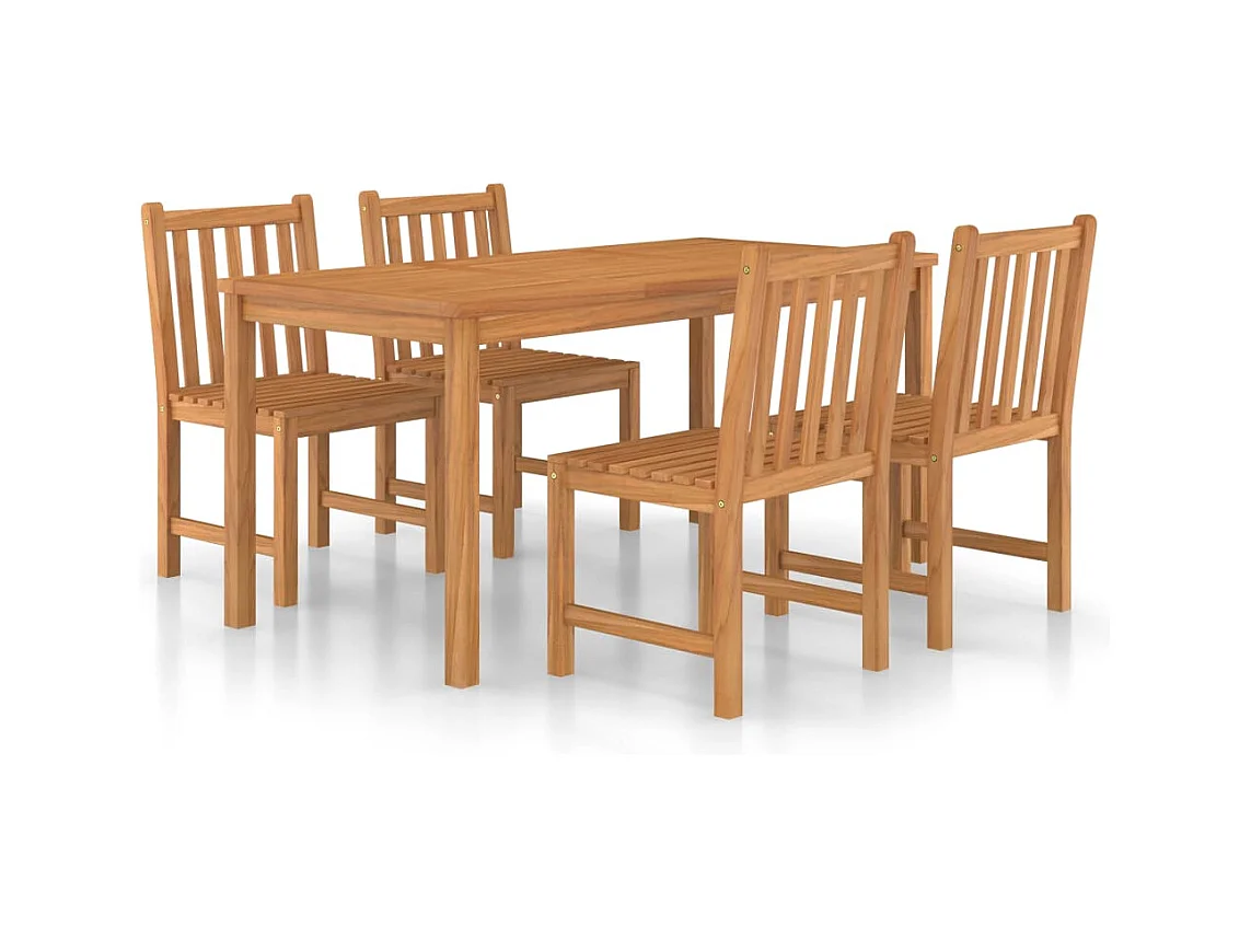 Acqui Terme  Conjunto de comedor de jardín de 5 piezas, 160 x 80 cm, madera maciza de teca