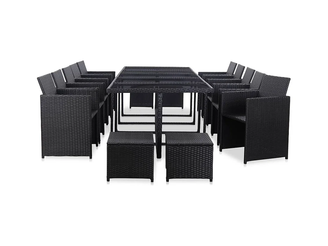 Niek  15-delige Tuinset met kussens poly rattan zwart