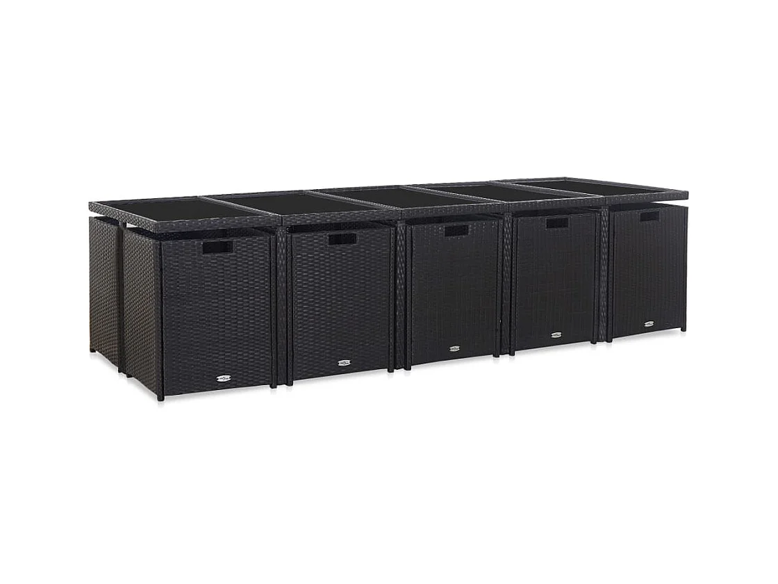 Niek  15-delige Tuinset met kussens poly rattan zwart