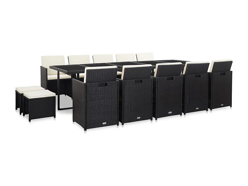 Niek  15-delige Tuinset met kussens poly rattan zwart