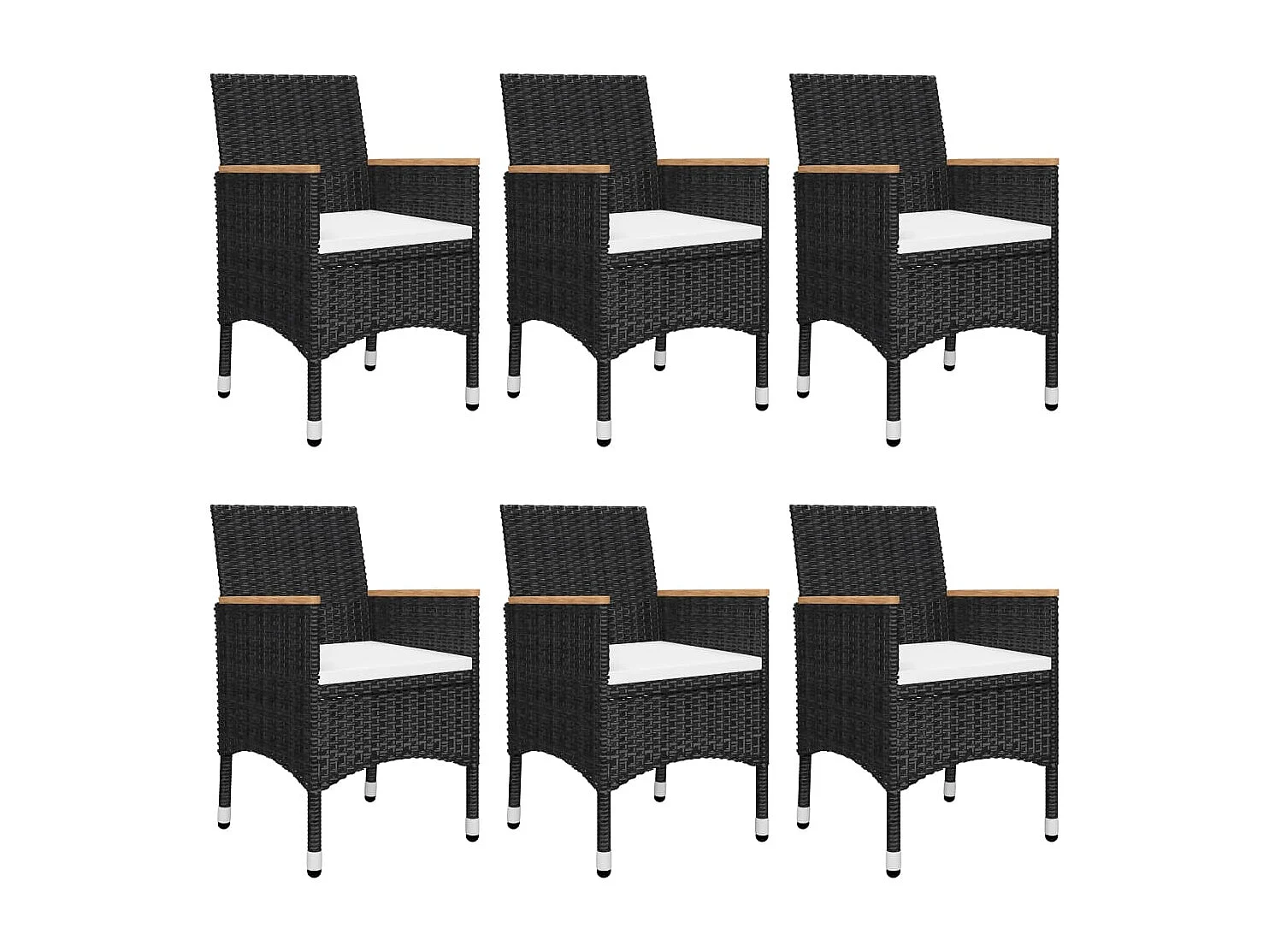 Qilren  Ensemble à manger de jardin 7 pcs Noir