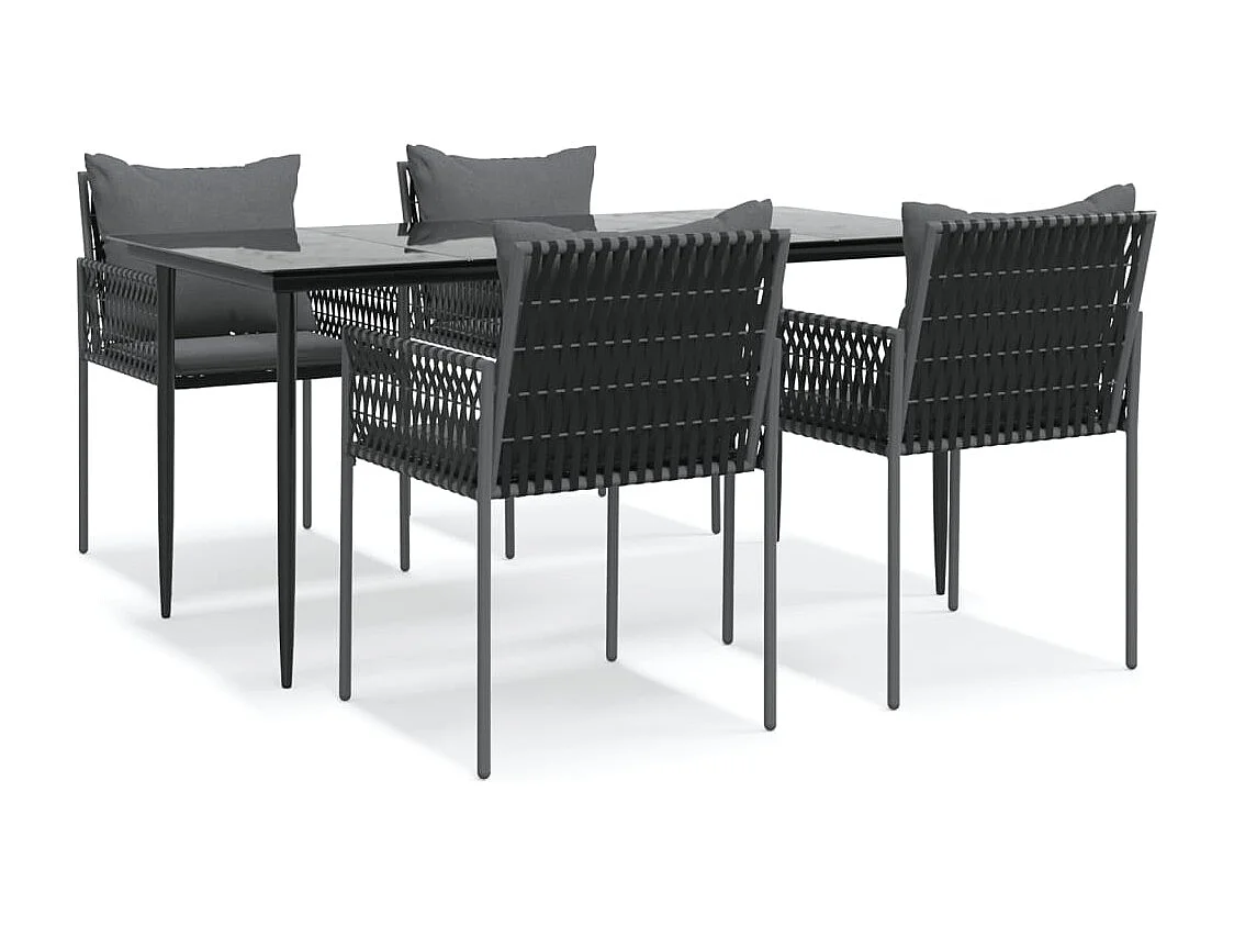 Mørkøv  5-delige Tuinset met kussens poly rattan en staal