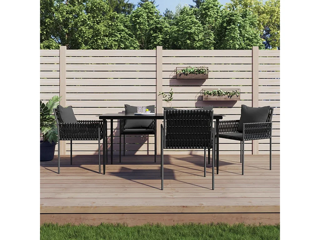 Mørkøv  5-delige Tuinset met kussens poly rattan en staal