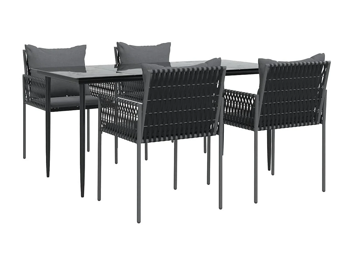 Mørkøv  5-delige Tuinset met kussens poly rattan en staal