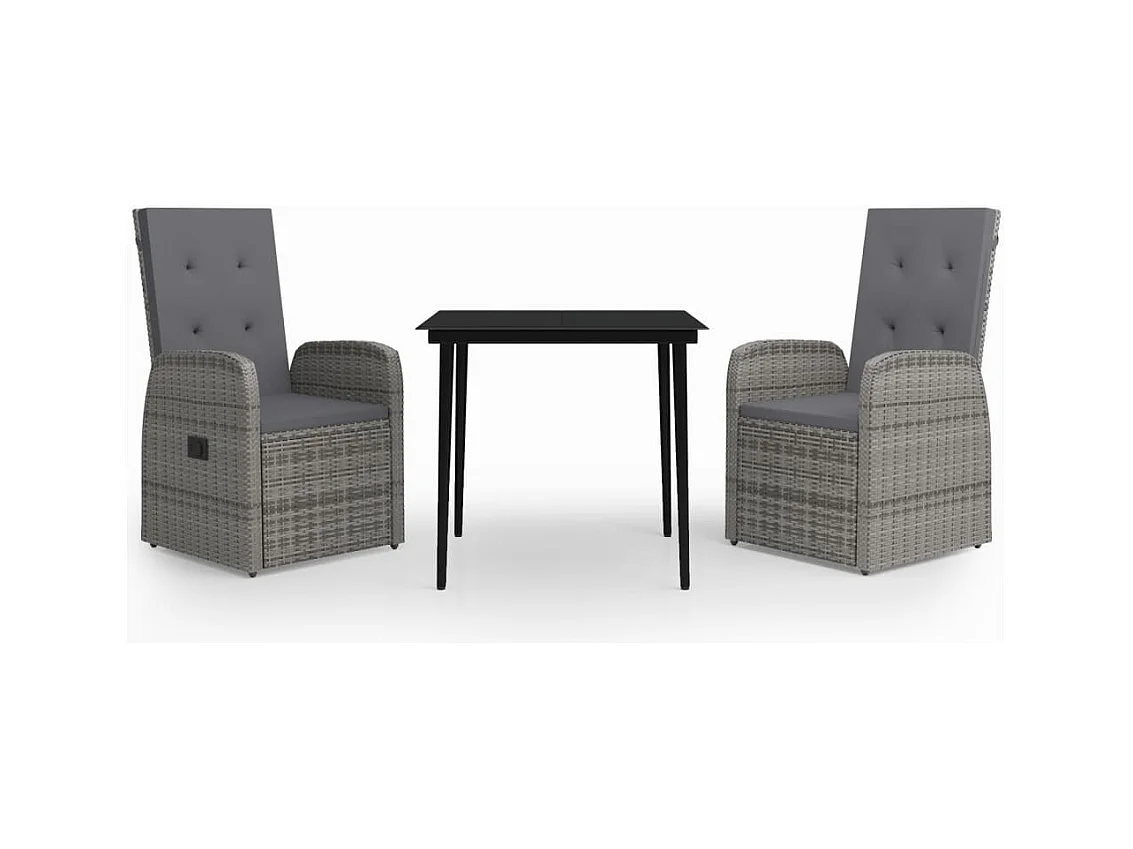 Mirella  3-delige Tuinset met kussens grijs