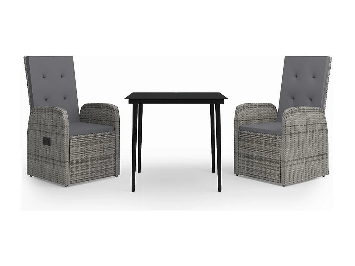 Mirella  Ensemble à manger de jardin avec coussins 3 pcs Gris