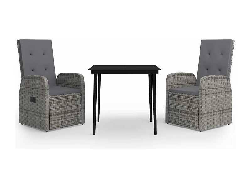 Mirella  3-delige Tuinset met kussens grijs