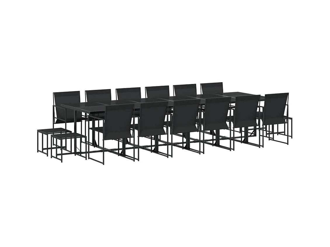 Sophie Rae  Ensemble à manger de jardin 17 pcs noir textilène