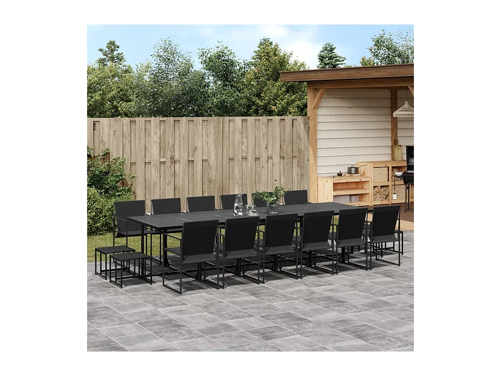 Sophie Rae  Ensemble à manger de jardin 17 pcs noir textilène