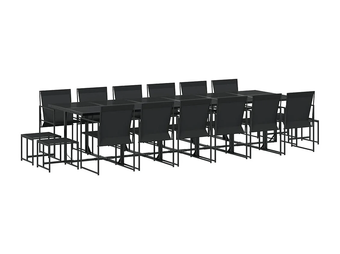 Sophie Rae  Ensemble à manger de jardin 17 pcs noir textilène