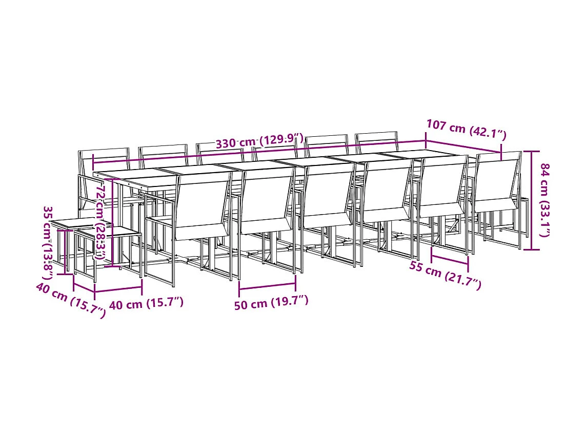 Sophie Rae  Ensemble à manger de jardin 17 pcs noir textilène