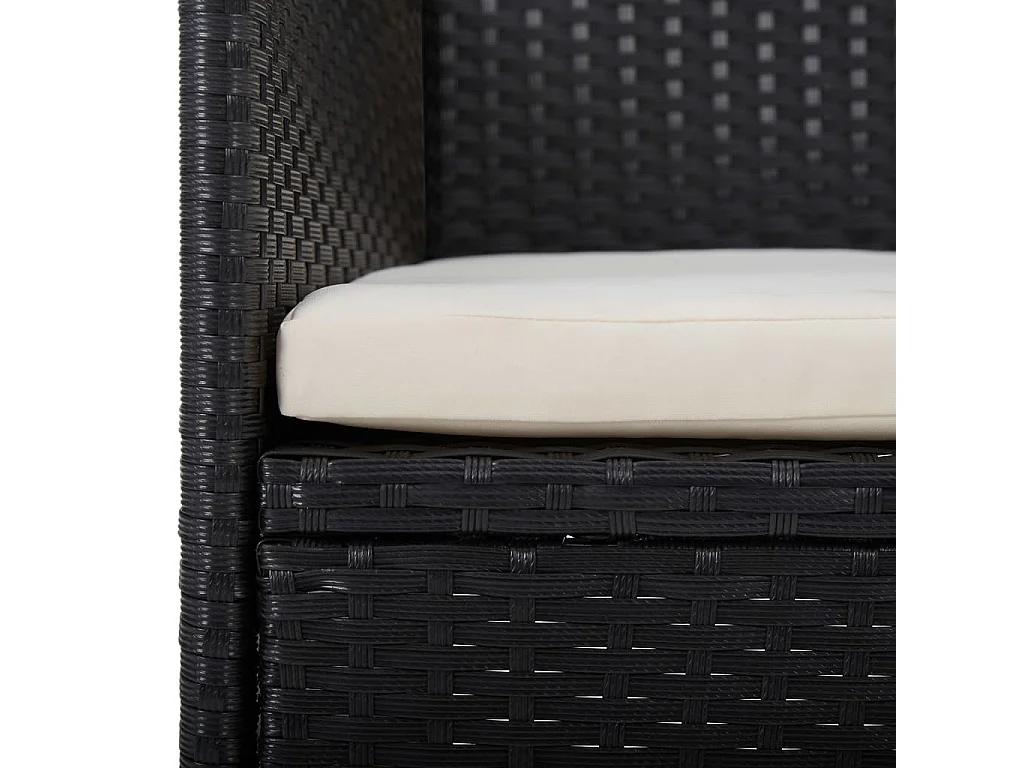 Deerlijk  Muebles de jardín 3 piezas ratán sintético negro y acacia