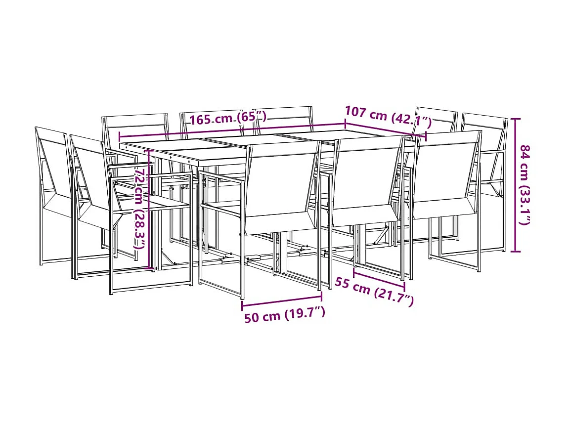 Idalou  11-delige Tuinset textileen zwart
