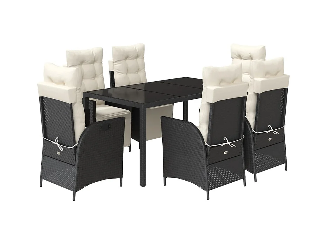 Chris David  7-delige Tuinset met kussens poly rattan zwart