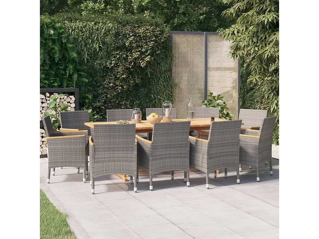 Prolenta Premium -  Ensemble à manger de jardin 11 pcs avec coussins Gris