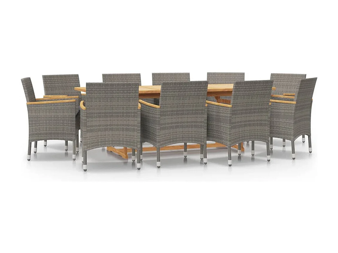Prolenta Premium -  Ensemble à manger de jardin 11 pcs avec coussins Gris
