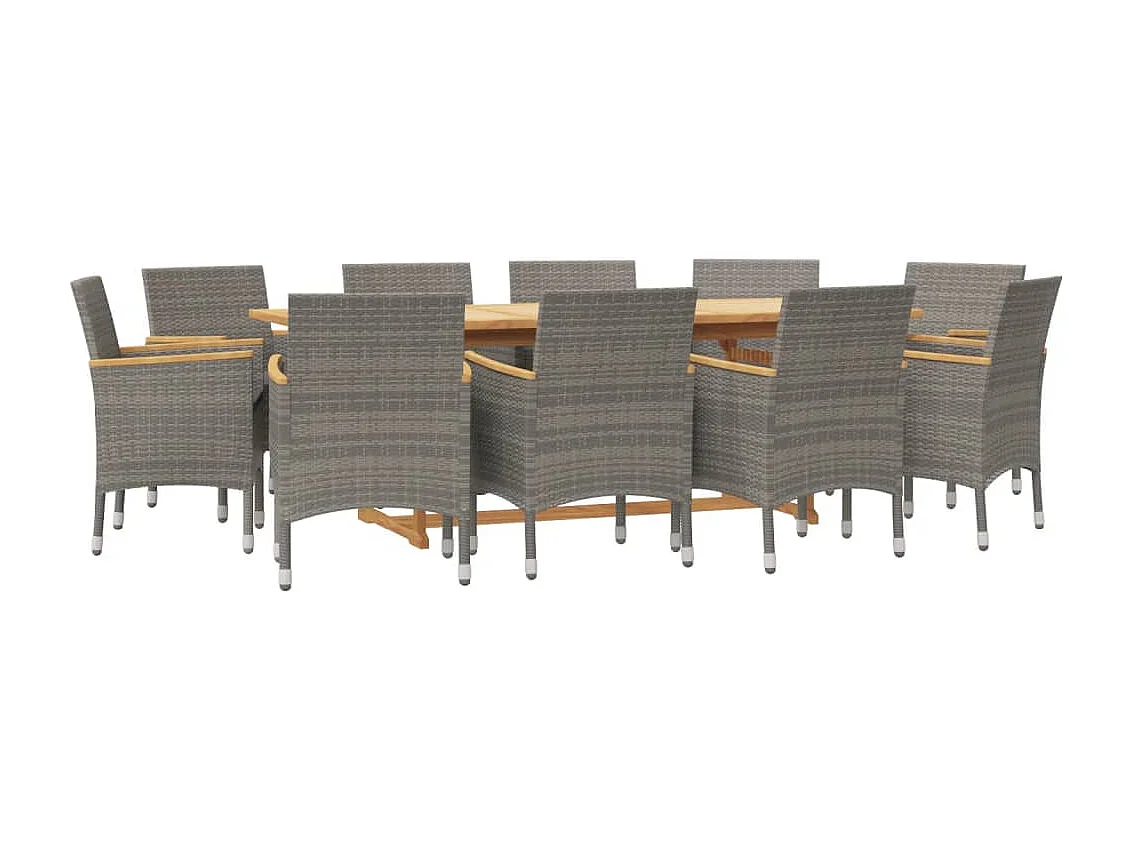 Prolenta Premium -  Ensemble à manger de jardin 11 pcs avec coussins Gris