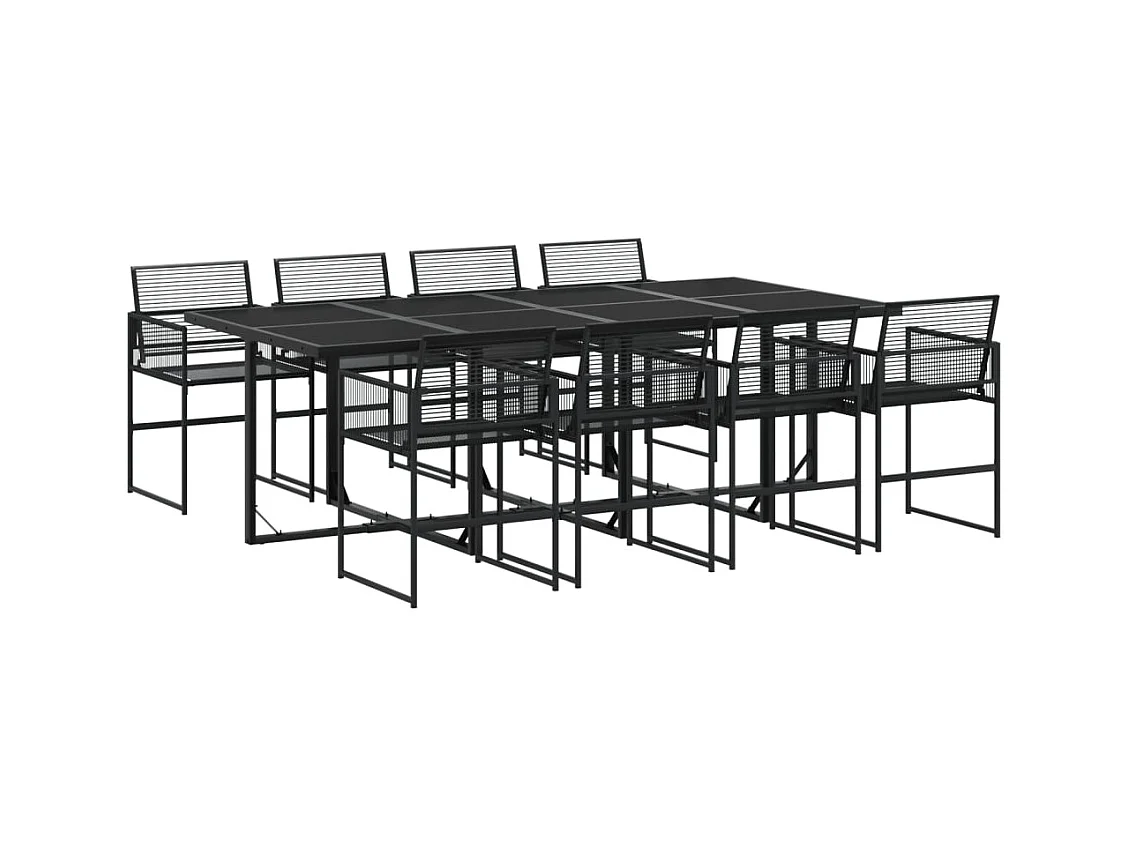 Ghizlan  Juego de comedor de jardín 9 piezas ratán sintético negro