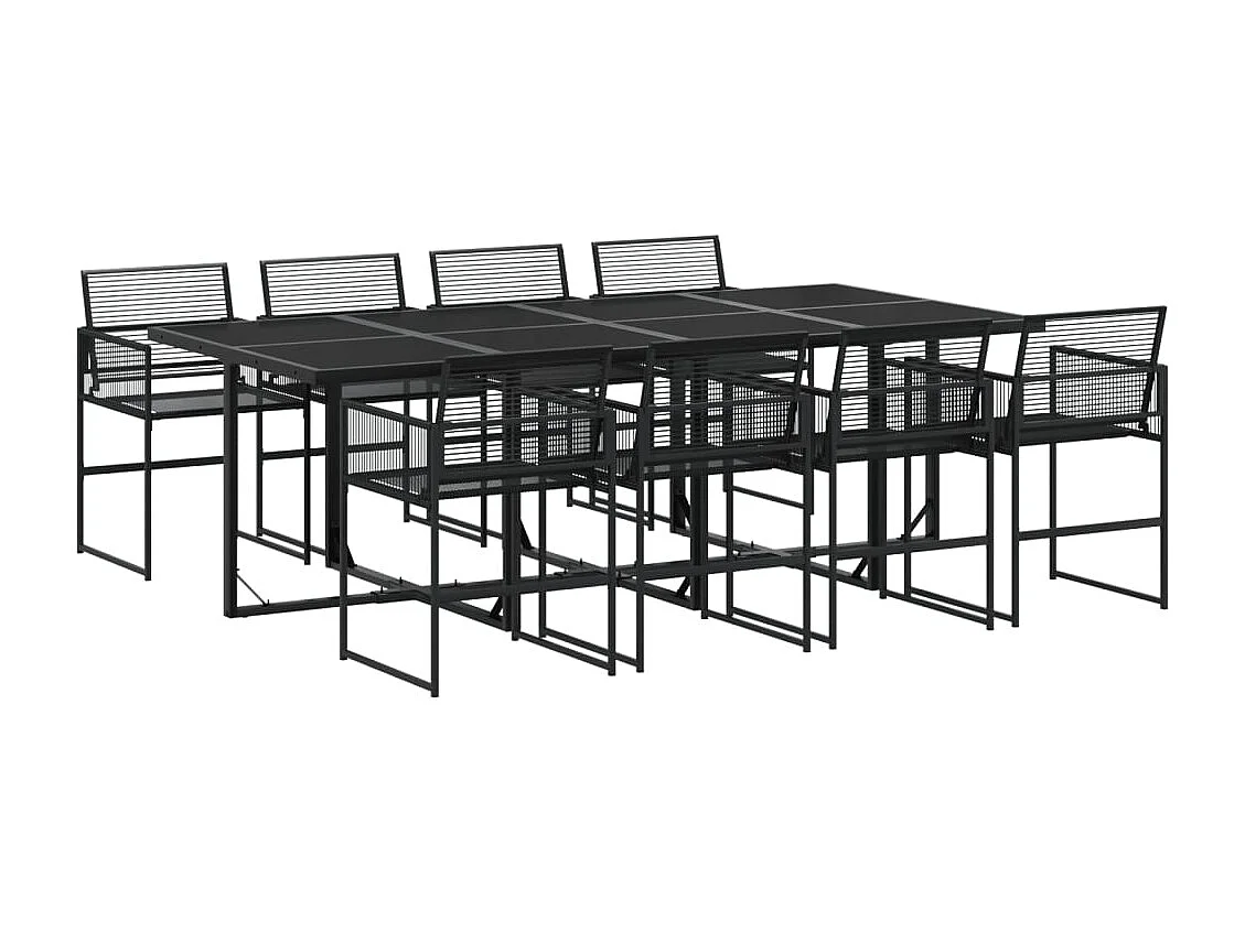 Ghizlan  Ensemble à manger de jardin 9 pcs Noir Résine tressée