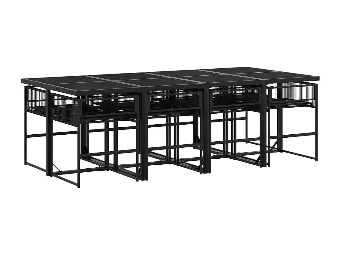 Ghizlan  Ensemble à manger de jardin 9 pcs Noir Résine tressée