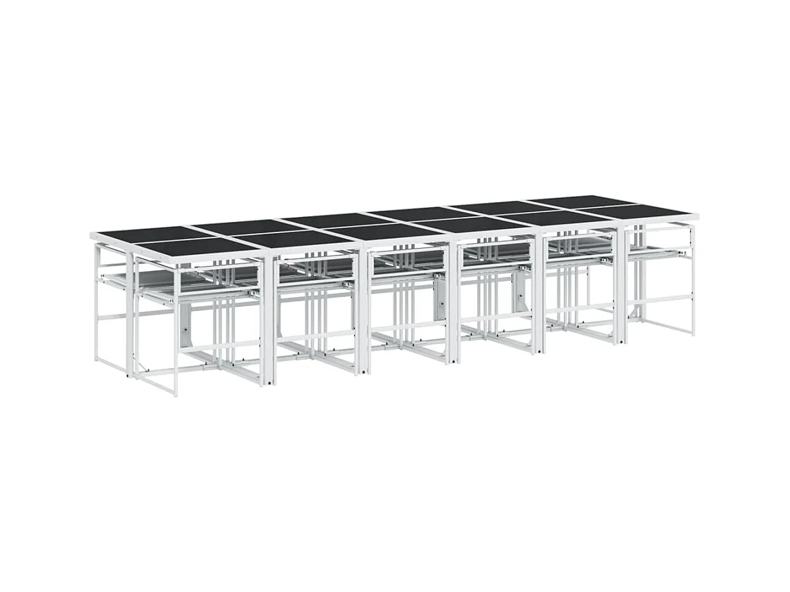 Svidir  Ensemble à manger de jardin avec coussins 13pcs blanc textilène