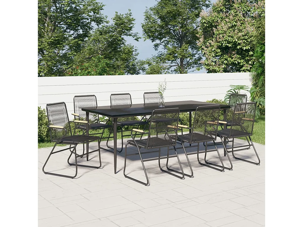 Ayisha  9-delige Tuinset PVC-rattan zwart
