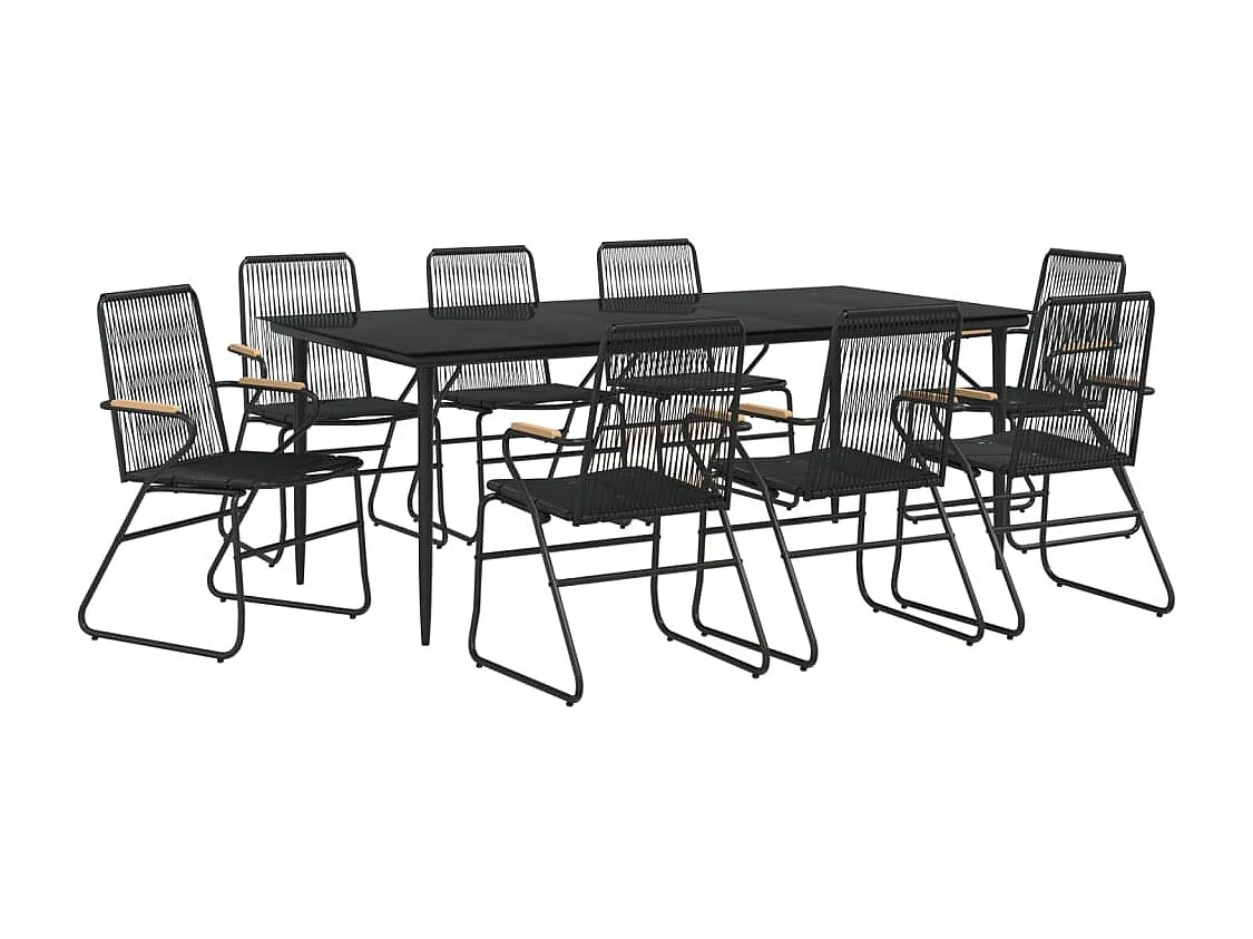 Ayisha  9-delige Tuinset PVC-rattan zwart