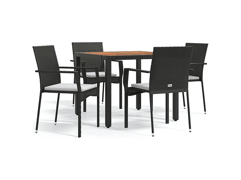 Tønder  Set de muebles jardín 5 pzas con cojines ratán sintético negro