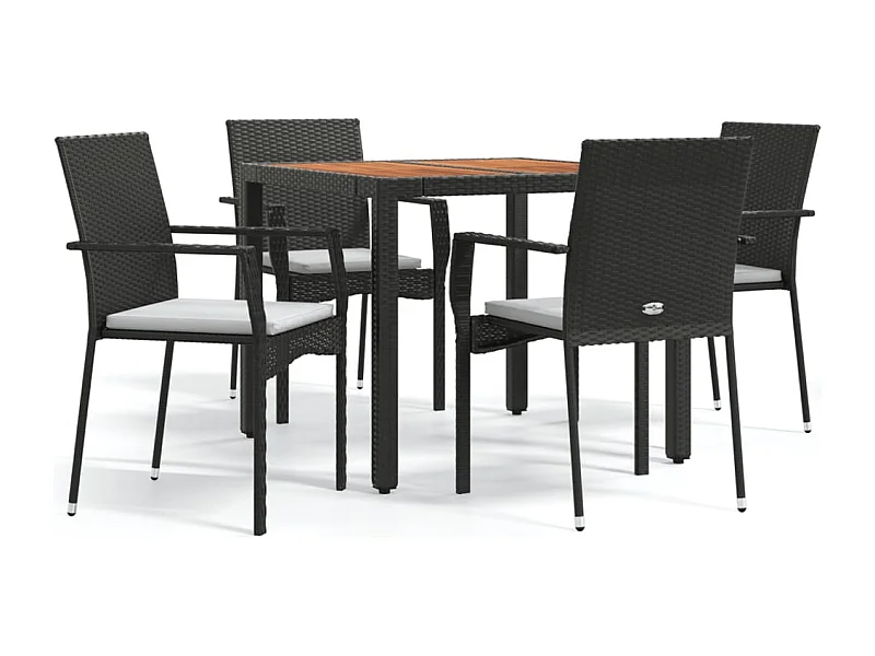 Tønder  5-delige Tuinset met kussens poly rattan zwart