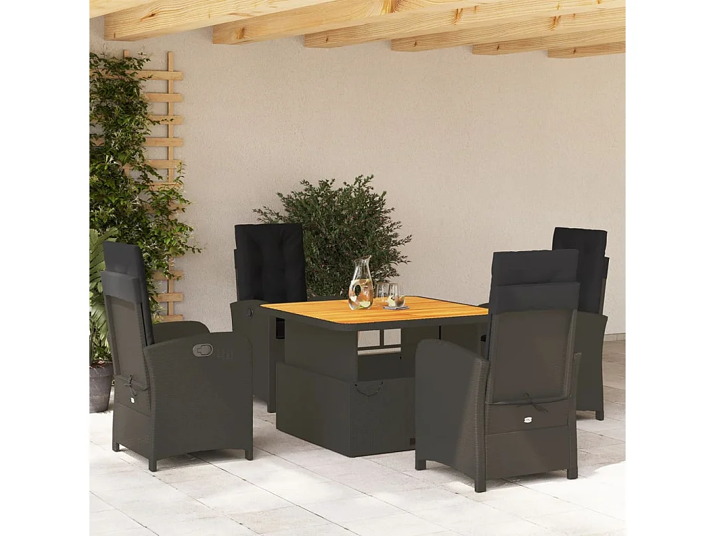 Abington  5-delige Tuinset met kussens poly rattan zwart