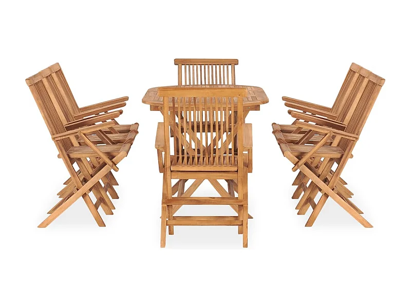 Glabbeek  Ensemble à manger d'extérieur pliable 9 pcs Bois solide de teck
