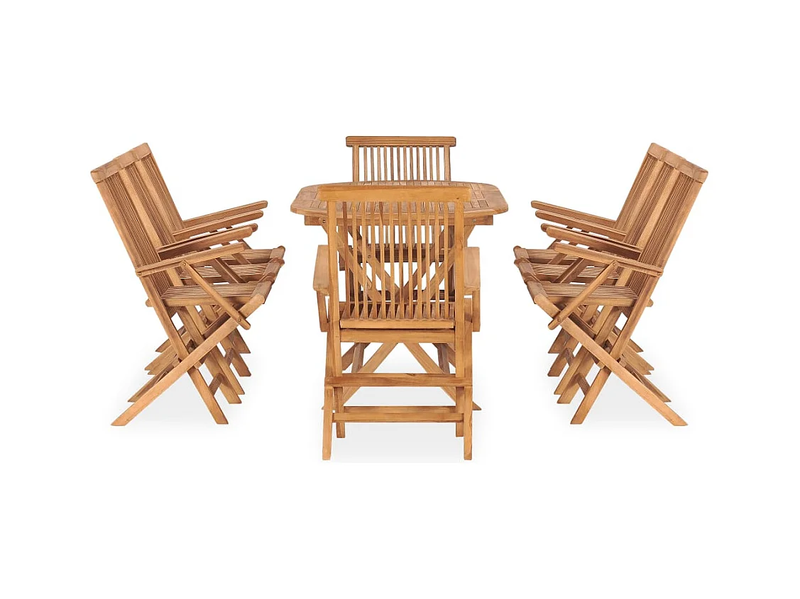 Glabbeek  Ensemble à manger d'extérieur pliable 9 pcs Bois solide de teck