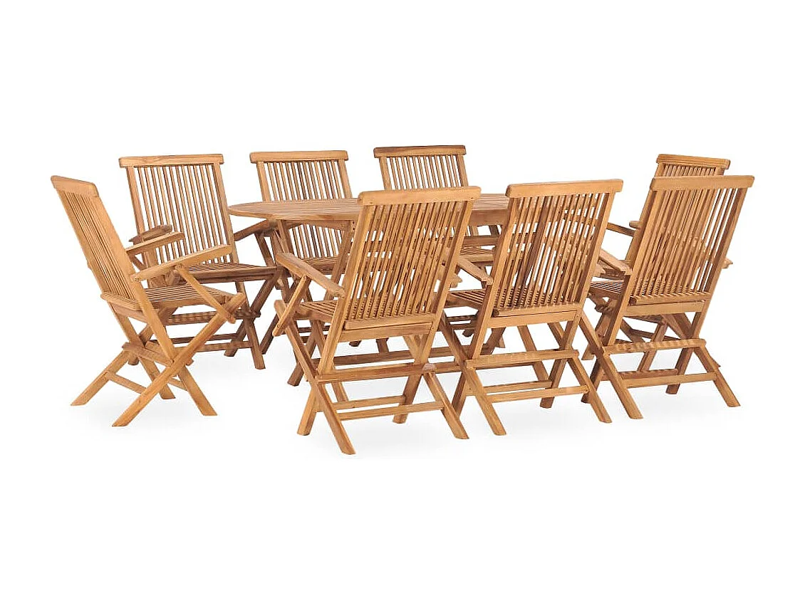 Glabbeek  Ensemble à manger d'extérieur pliable 9 pcs Bois solide de teck