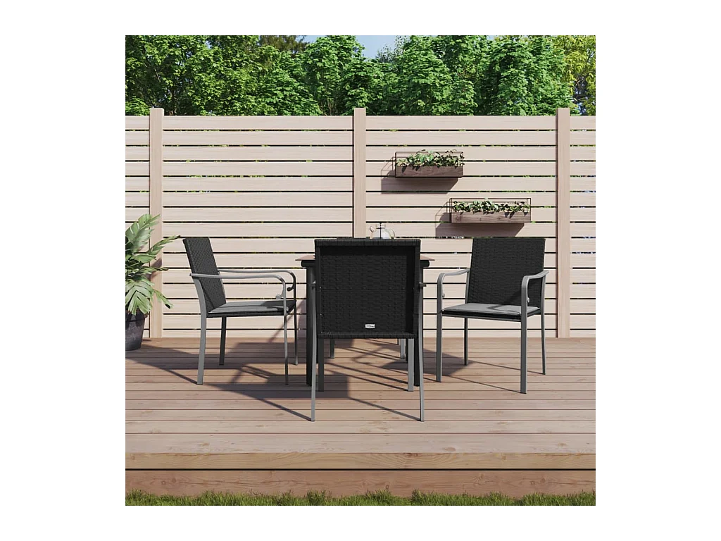 Leonie  Ensemble à manger de jardin 5 pcs coussins résine tressée acier