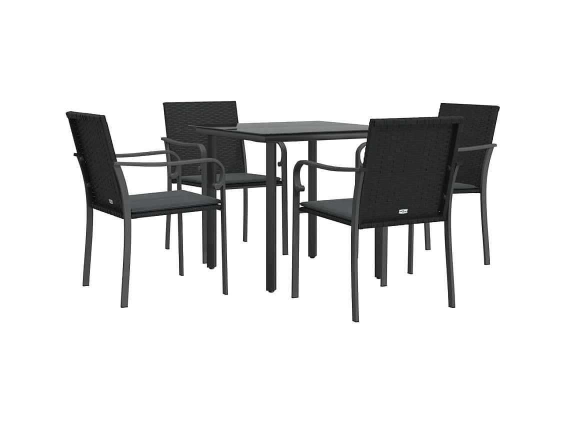 Leonie  Ensemble à manger de jardin 5 pcs coussins résine tressée acier