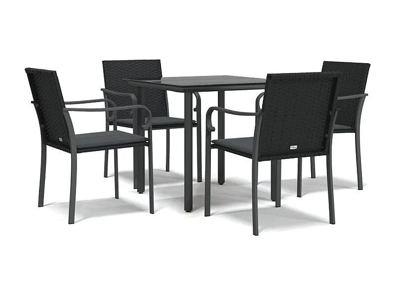 Leonie  Juego comedor jardín 5 piezas y cojines ratán sintético y acero