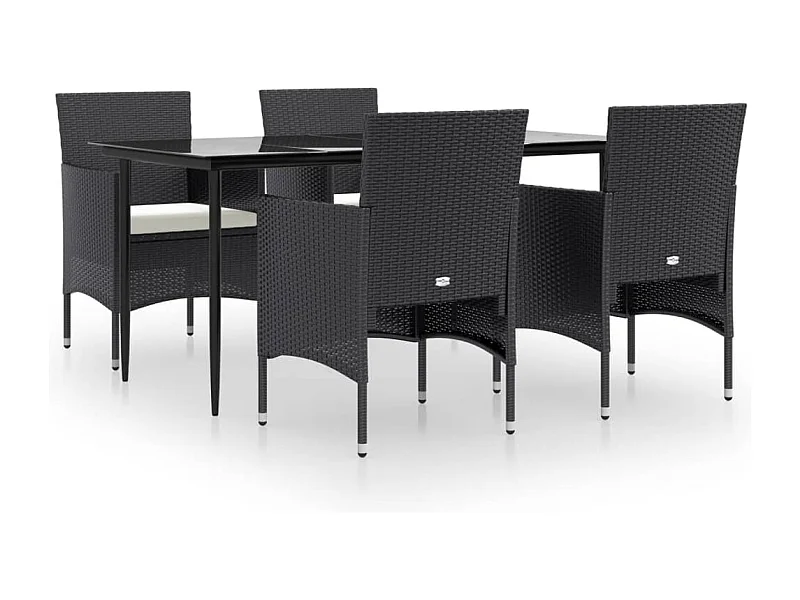 Cesarino  Ensemble à manger de jardin avec coussins 5 pcs Noir