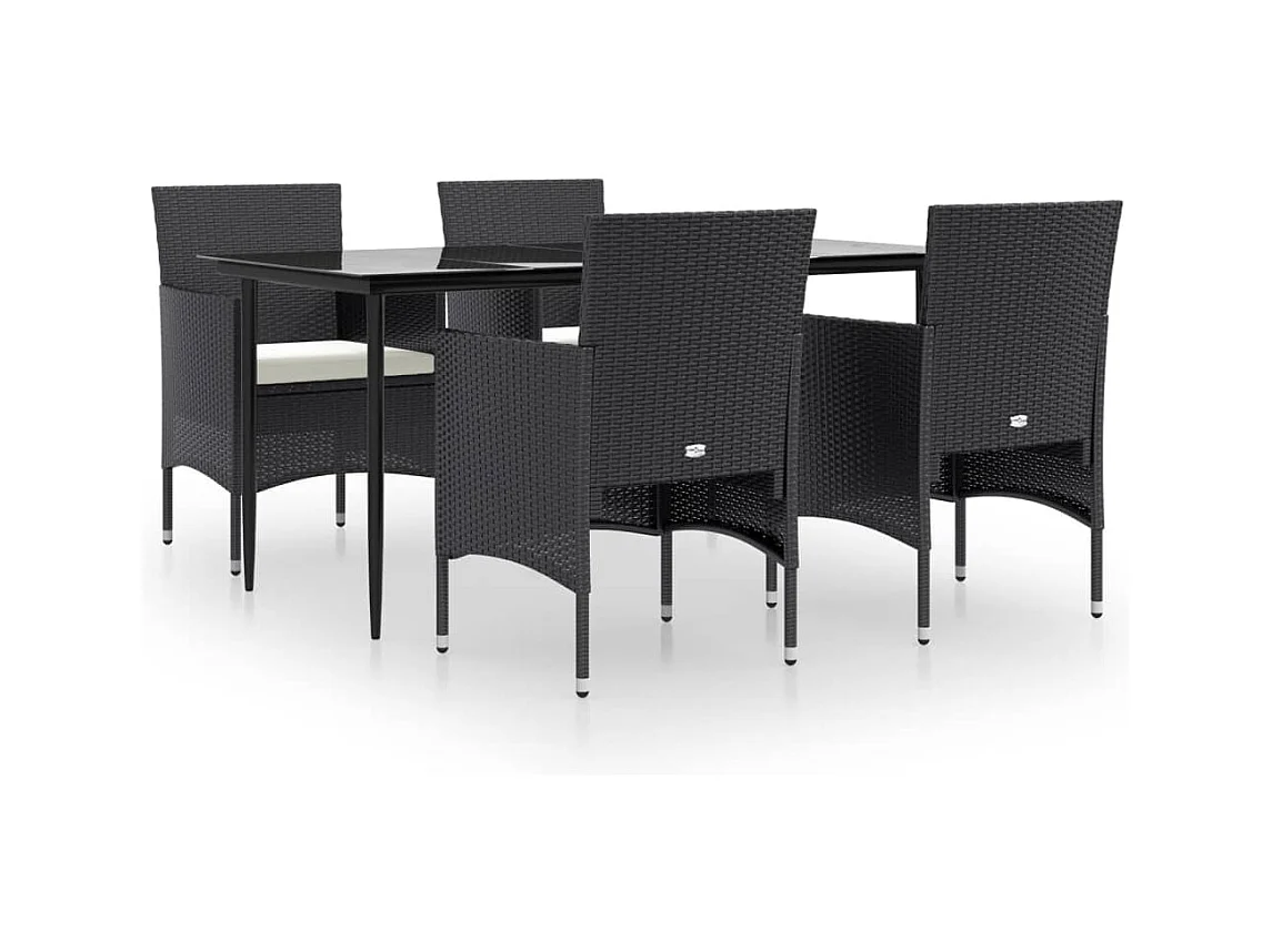 Cesarino  Ensemble à manger de jardin avec coussins 5 pcs Noir