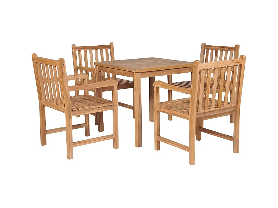 Uldum  Ensemble à manger d'extérieur 5pcs Bois solide de teck