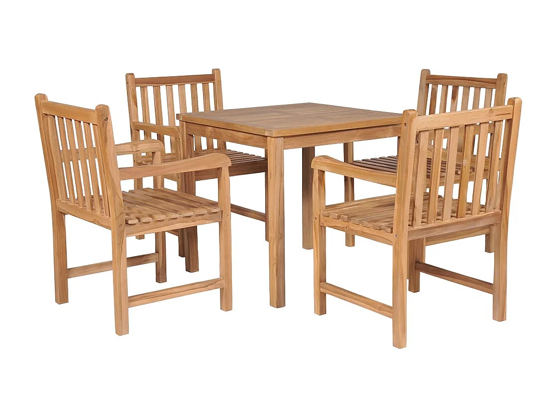 Uldum  Ensemble à manger d'extérieur 5pcs Bois solide de teck