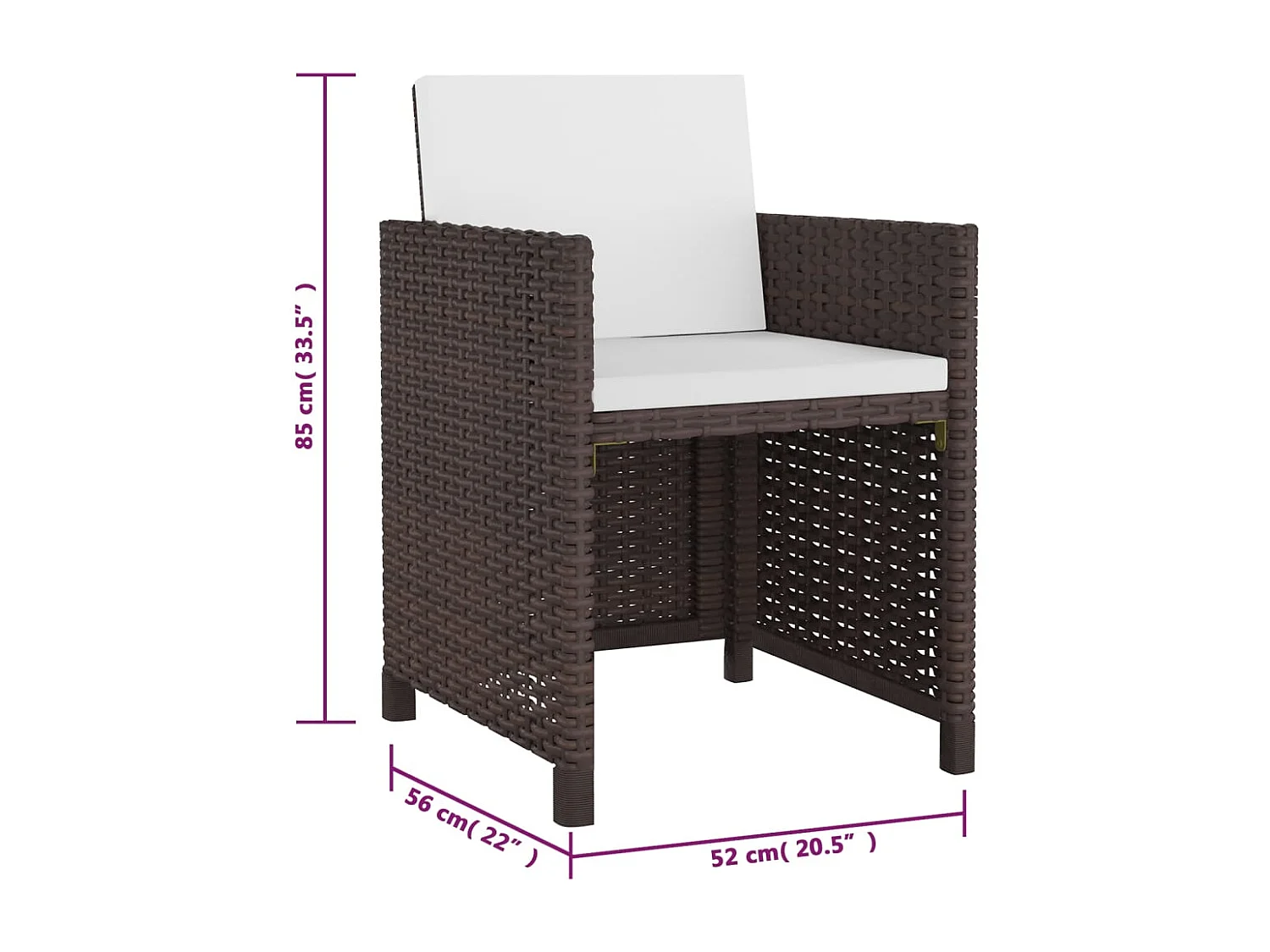 Siracusa  Ensemble à manger d'extérieur 5pcs avec coussins Résine tressée