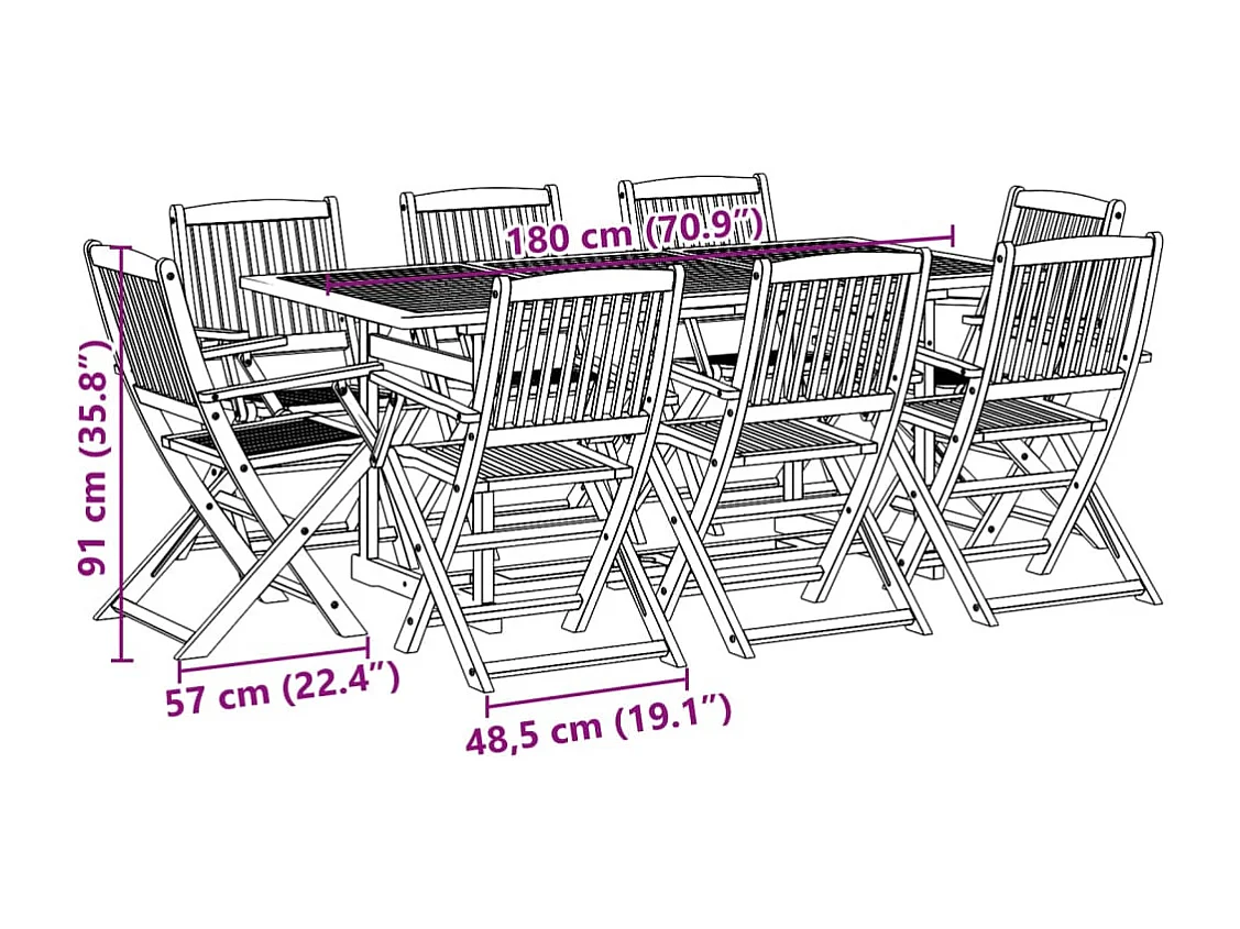 Sint-Gillis-Waas  Ensemble à manger de jardin 9 pcs bois massif d'acacia