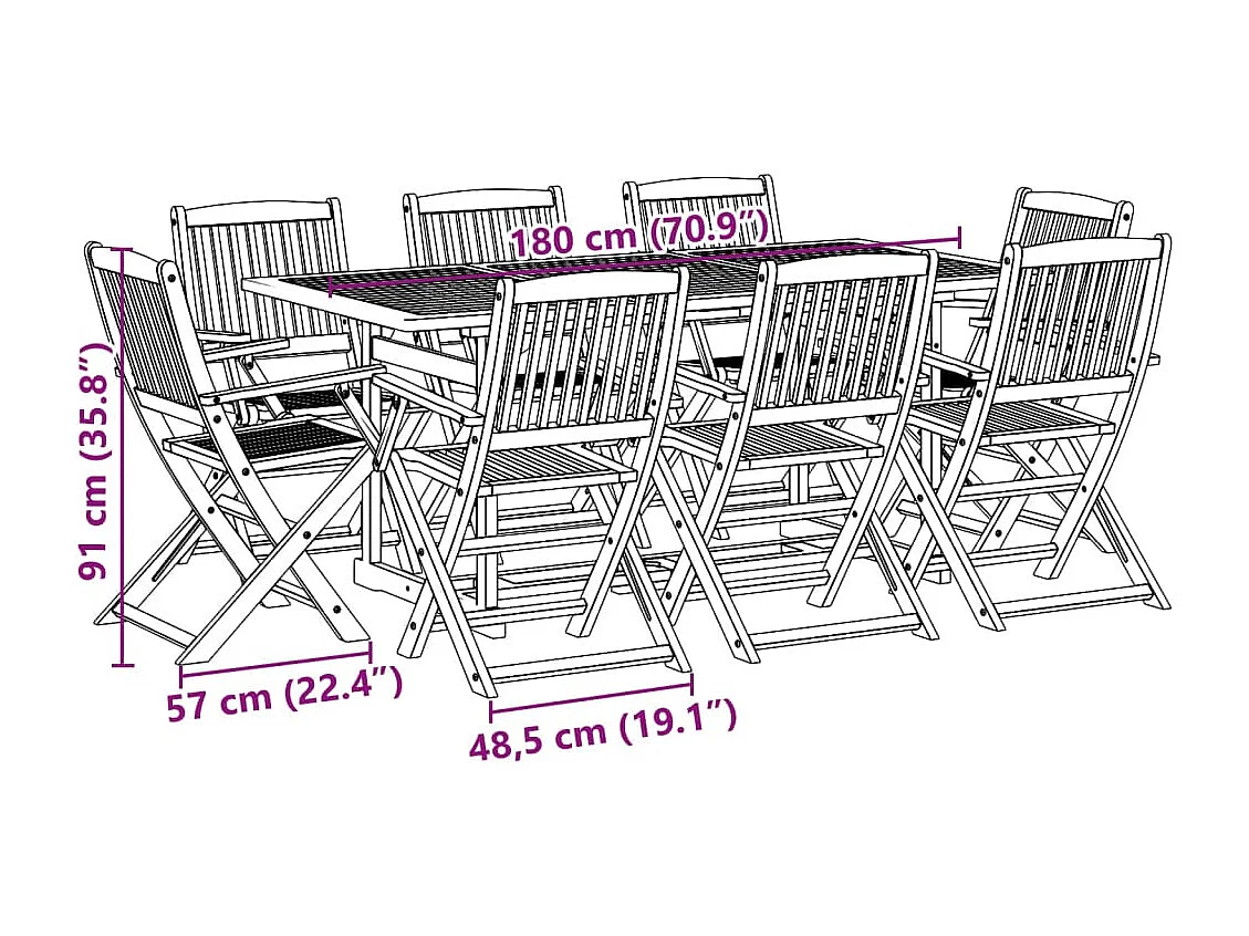 Sint-Gillis-Waas  Ensemble à manger de jardin 9 pcs bois massif d'acacia