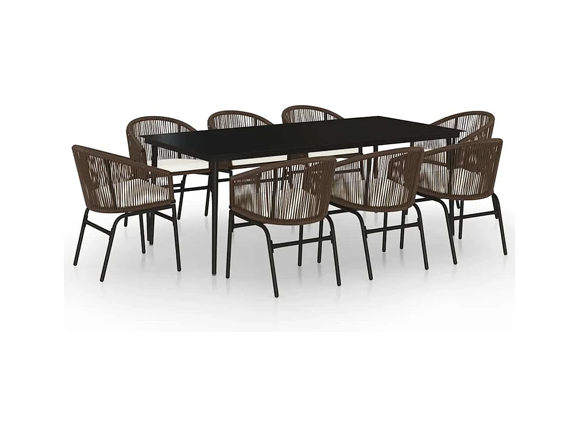 Belric  Ensemble à manger de jardin 9 pcs Marron