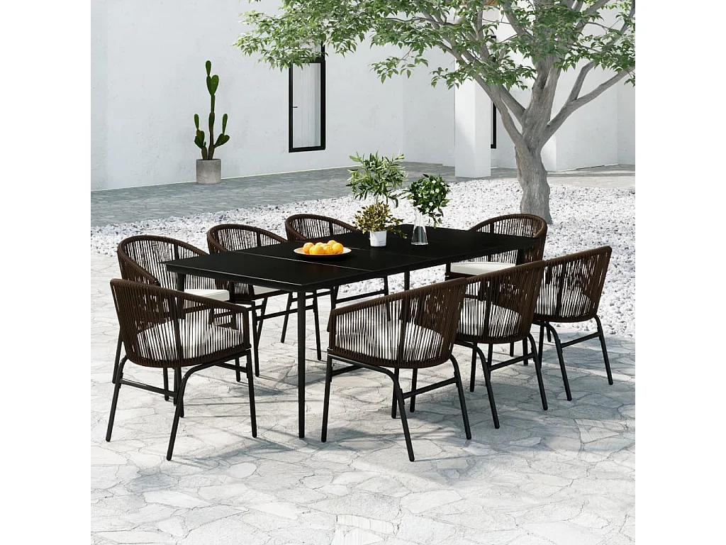 Belric  Ensemble à manger de jardin 9 pcs Marron