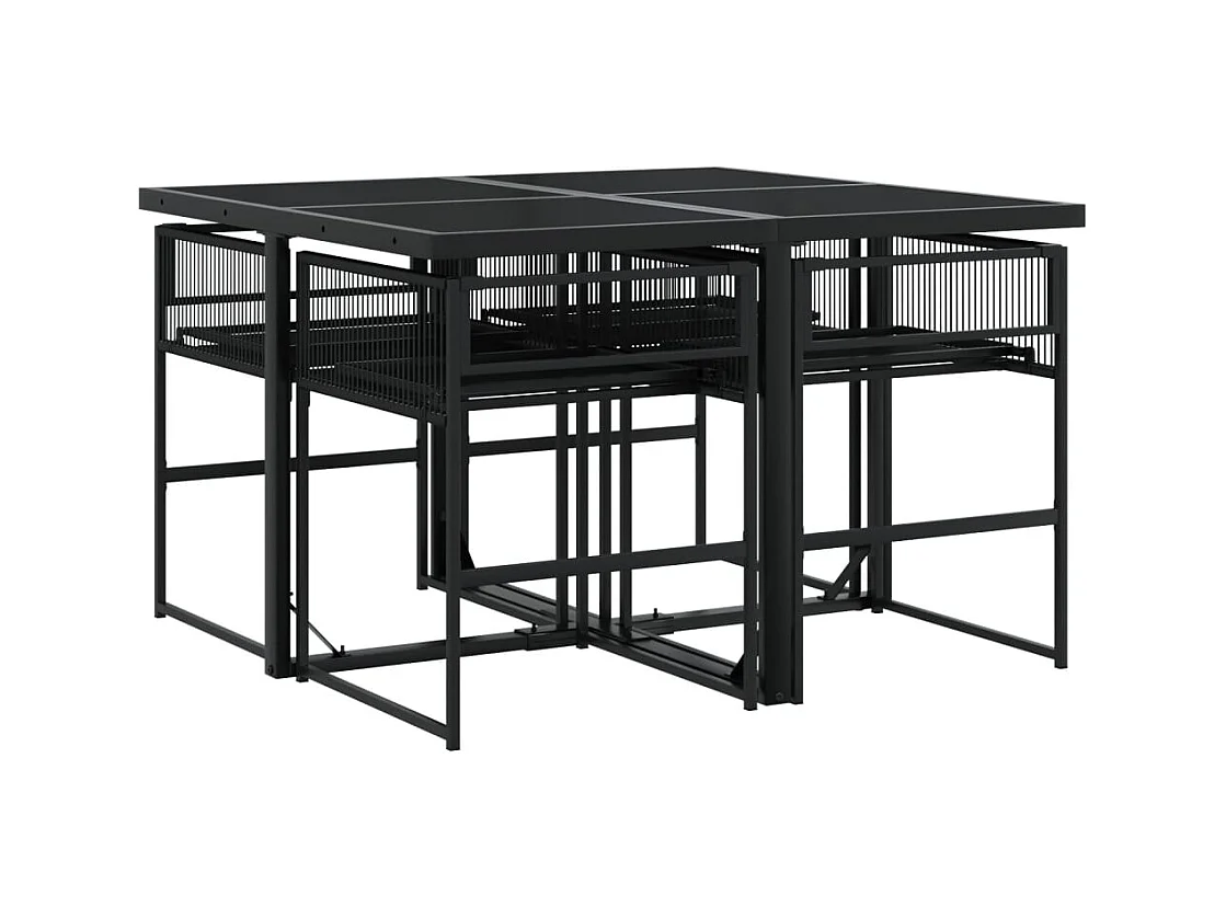 Robert-Luc  5-delige Tuinset met kussens poly rattan zwart