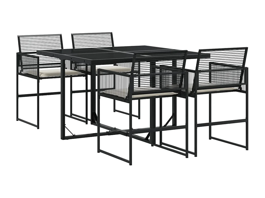 Robert-Luc  Ensemble à manger de jardin coussins 5pcs noir résine tressée