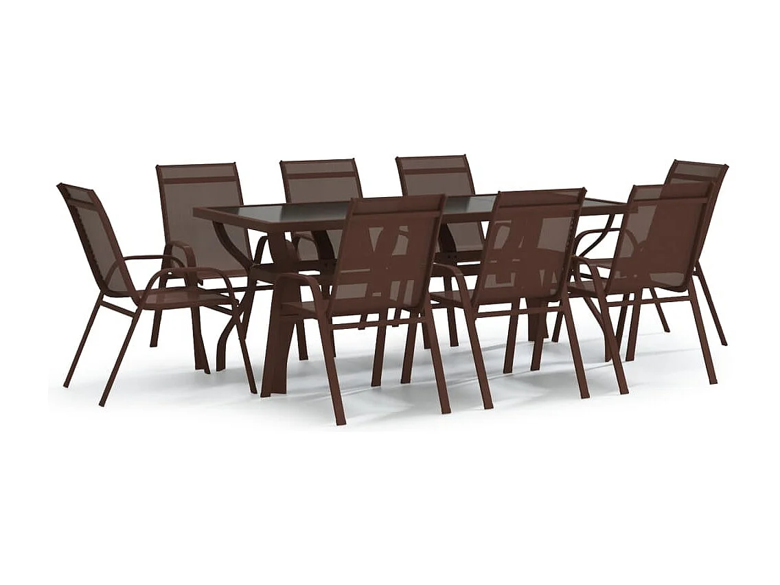 Katie Belle  Ensemble à manger de jardin 9 pcs Marron et noir