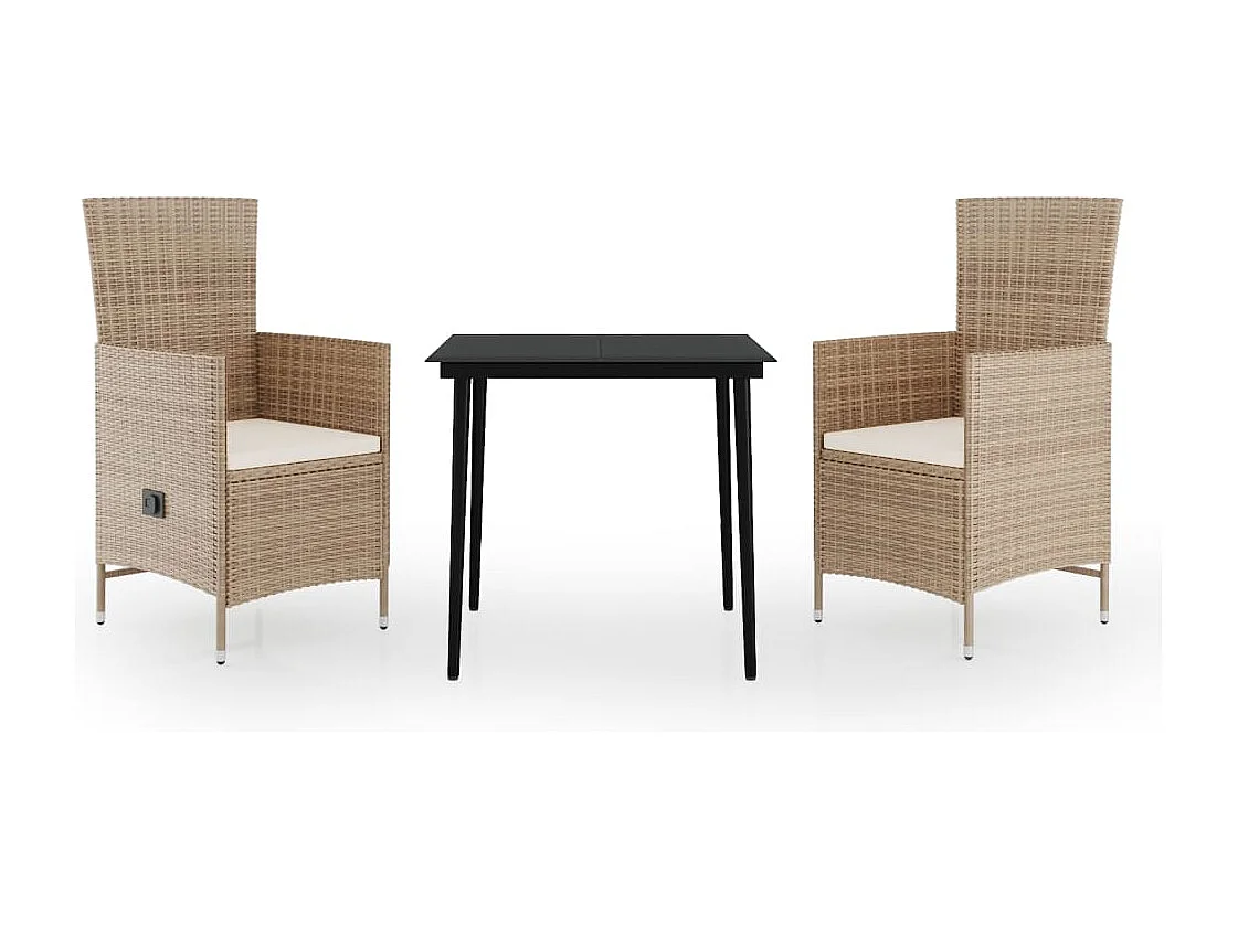 Zeldrik  3-delige Tuinset met kussens beige