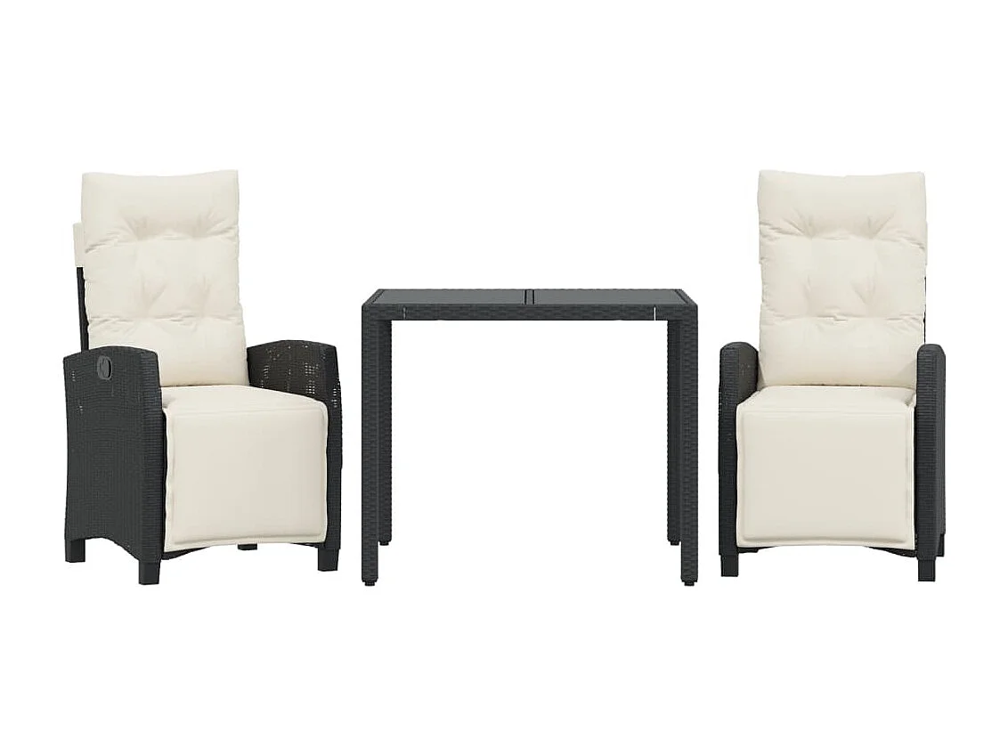 Prolenta Premium -  3-delige Tuinset met kussens poly rattan zwart